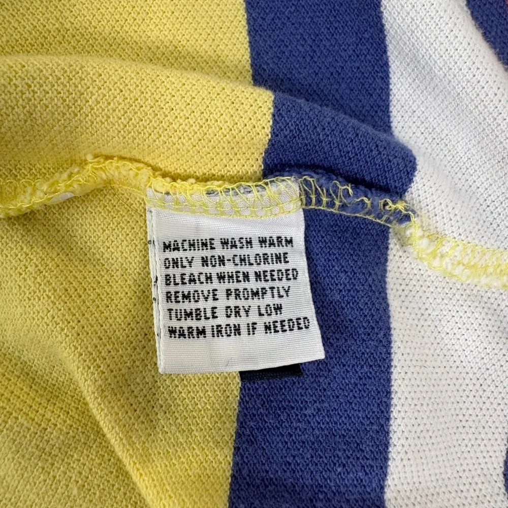 Polo Ralph Lauren Polo Shirt Men Medium Yellow Striped Short Sleeve Pique Cotton